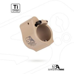 Superlative Arms DI Adjustable Gas Block, .750, Titanium, Solid Set Screw, Tan DLC